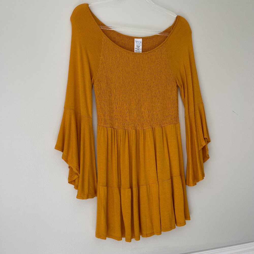 Time and Tru Mustard‎ Yellow Flowy Dress Sz S - Picture 2 of 7